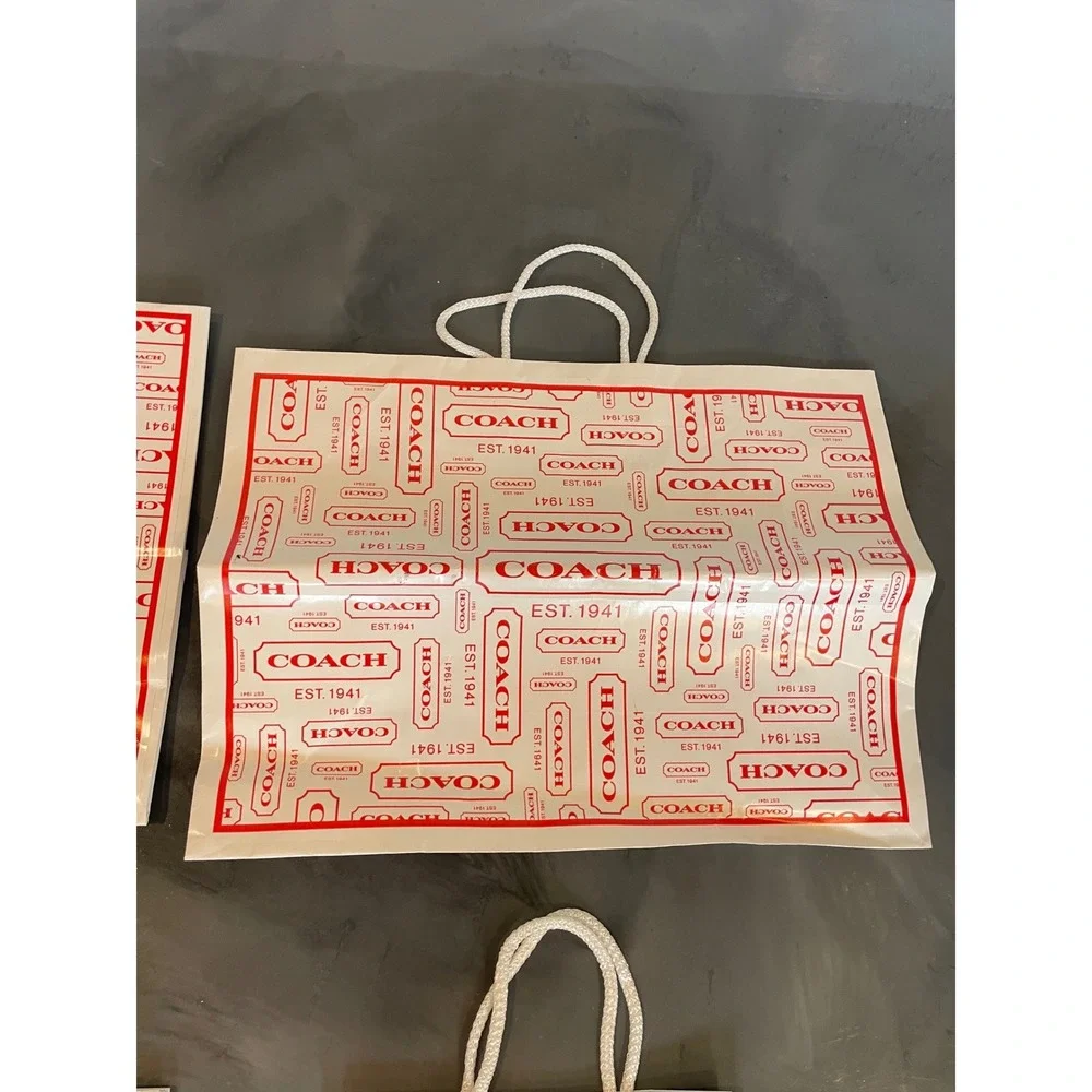 Coach Red Logo Monogram White Paper Shopping Gift Bags Set of 4 Y2K VTG READ